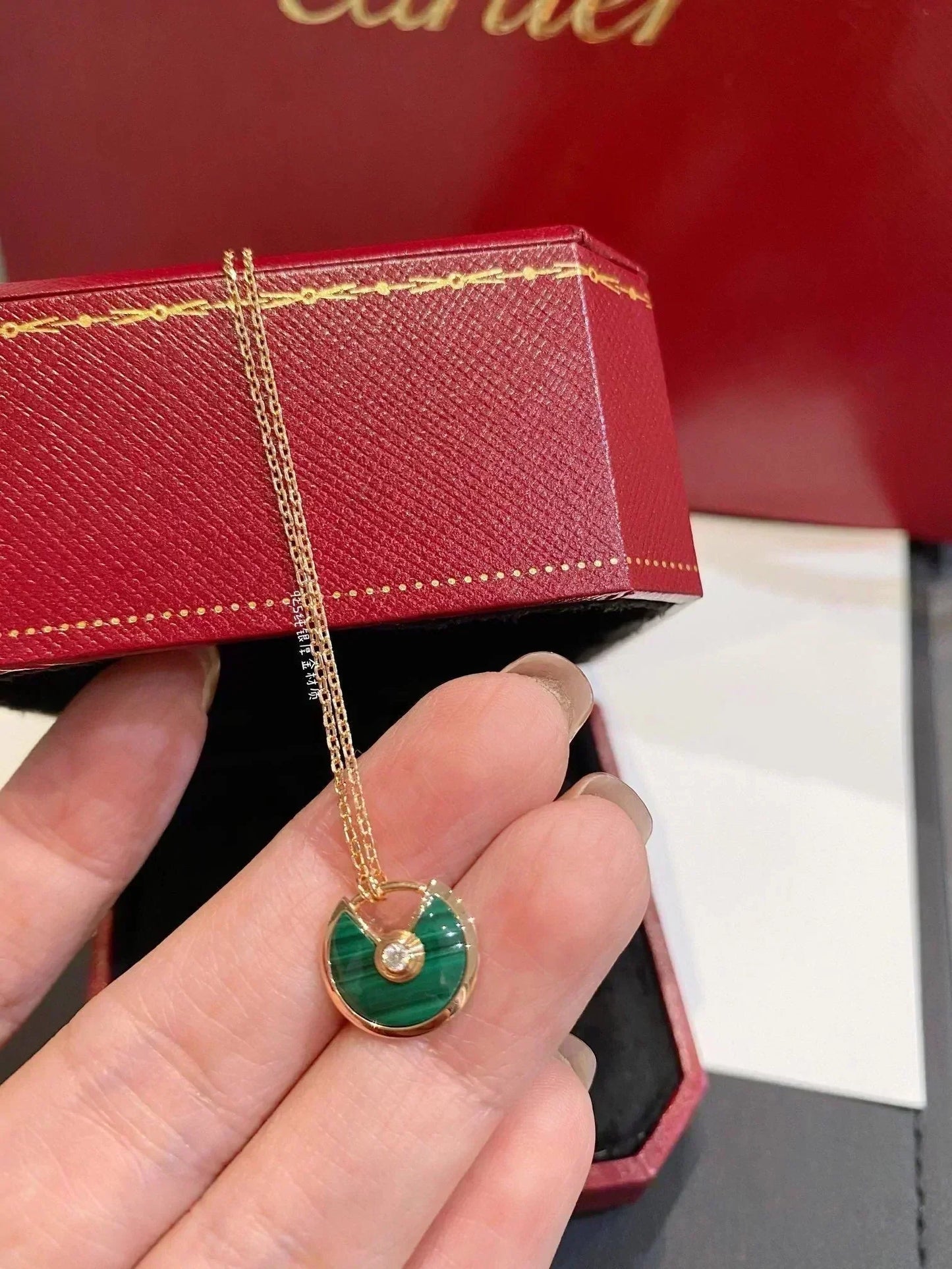 [Angela Jewellery]AMULETTE ROSE GOLD MALACHITE NECKLACE