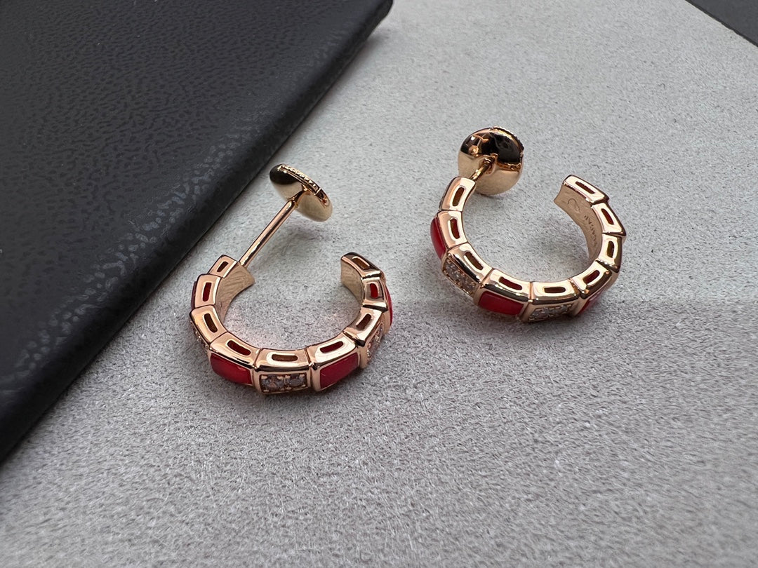 [Angela Jewellery]SERPENTI CARNELIAN PINK GOLD EARRINGS