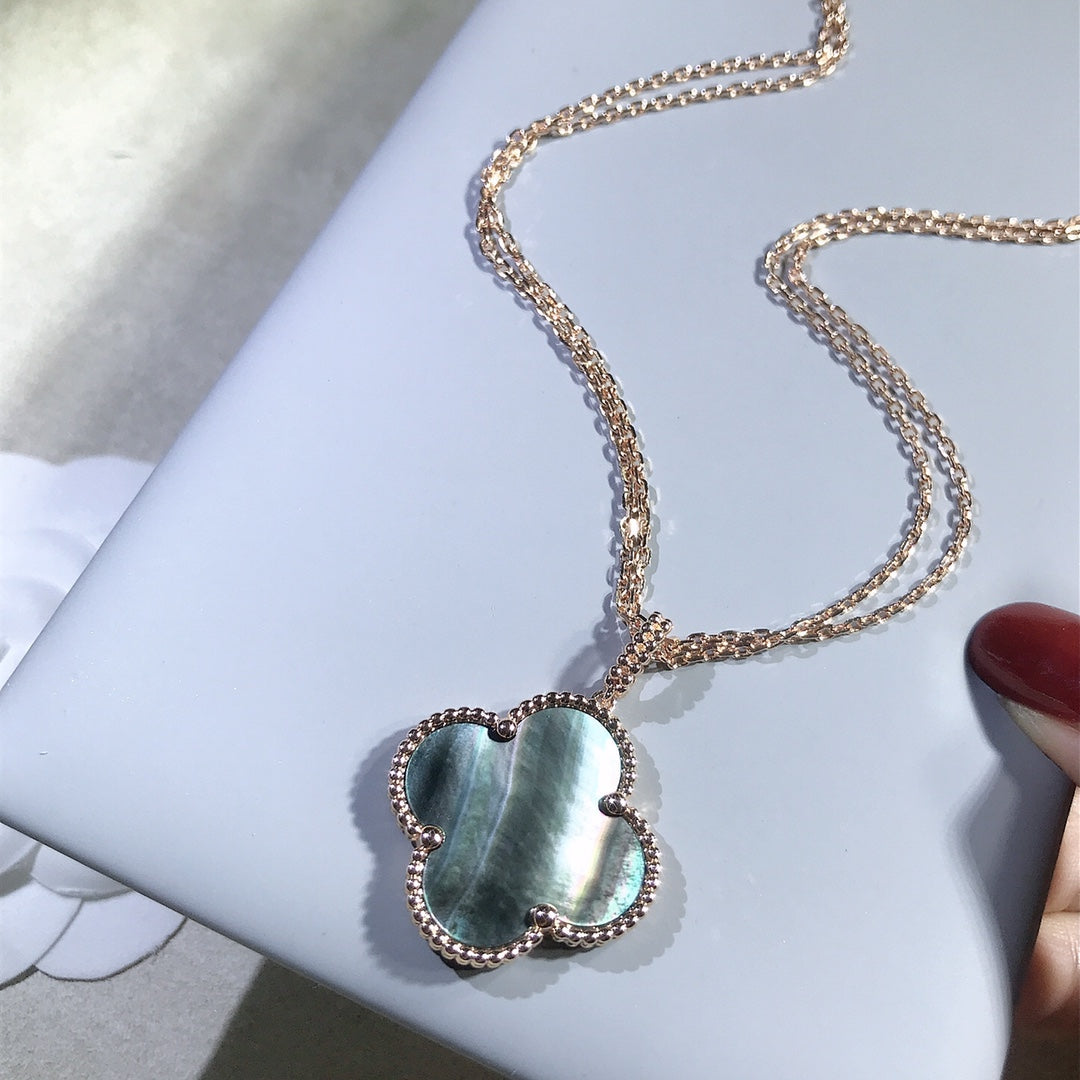 [Angela Jewellery]CLOVER 25MM GOLD DARK MOP BIG CLOVER NECKLACE