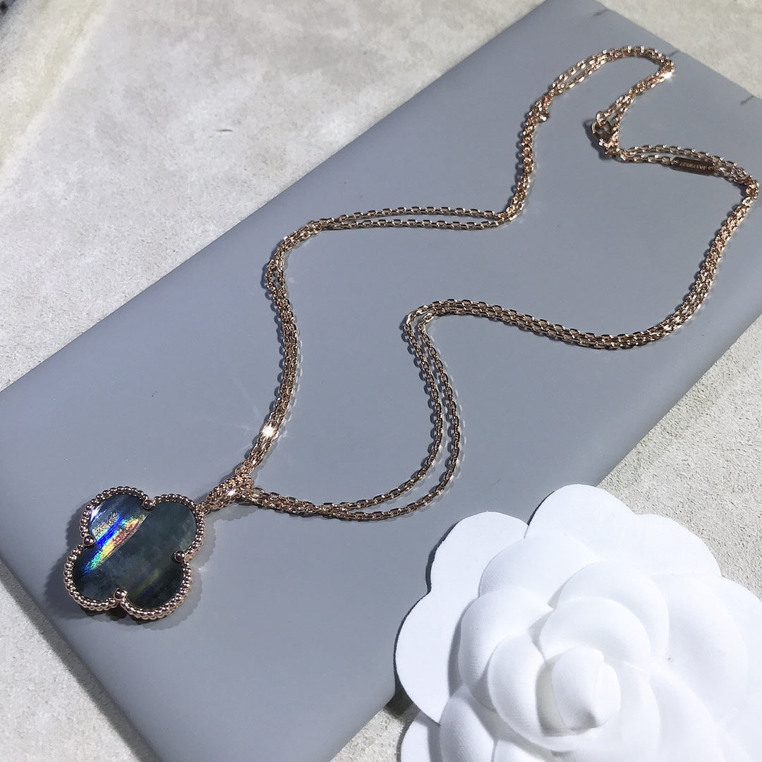 [Angela Jewellery]CLOVER 25MM GOLD DARK MOP BIG CLOVER NECKLACE