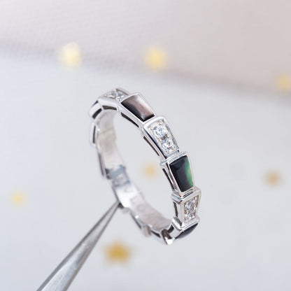 [Angela Jewellery]SERPENTI RING SILVER  DIAMOND BLACK MOP 3MM