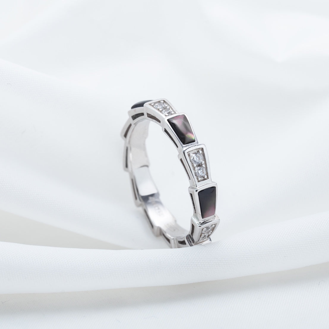 [Angela Jewellery]SERPENTI RING SILVER  DIAMOND BLACK MOP 3MM