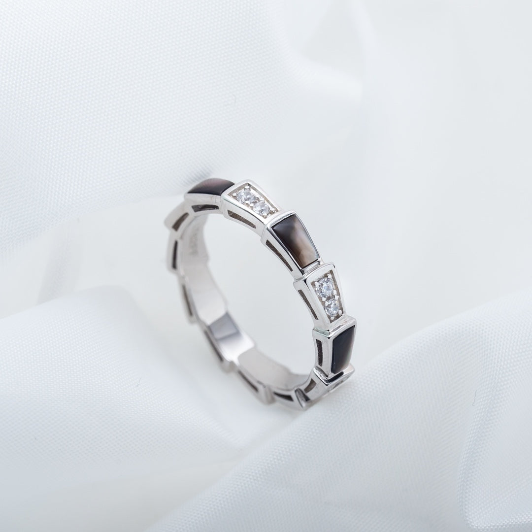 [Angela Jewellery]SERPENTI RING SILVER  DIAMOND BLACK MOP 3MM