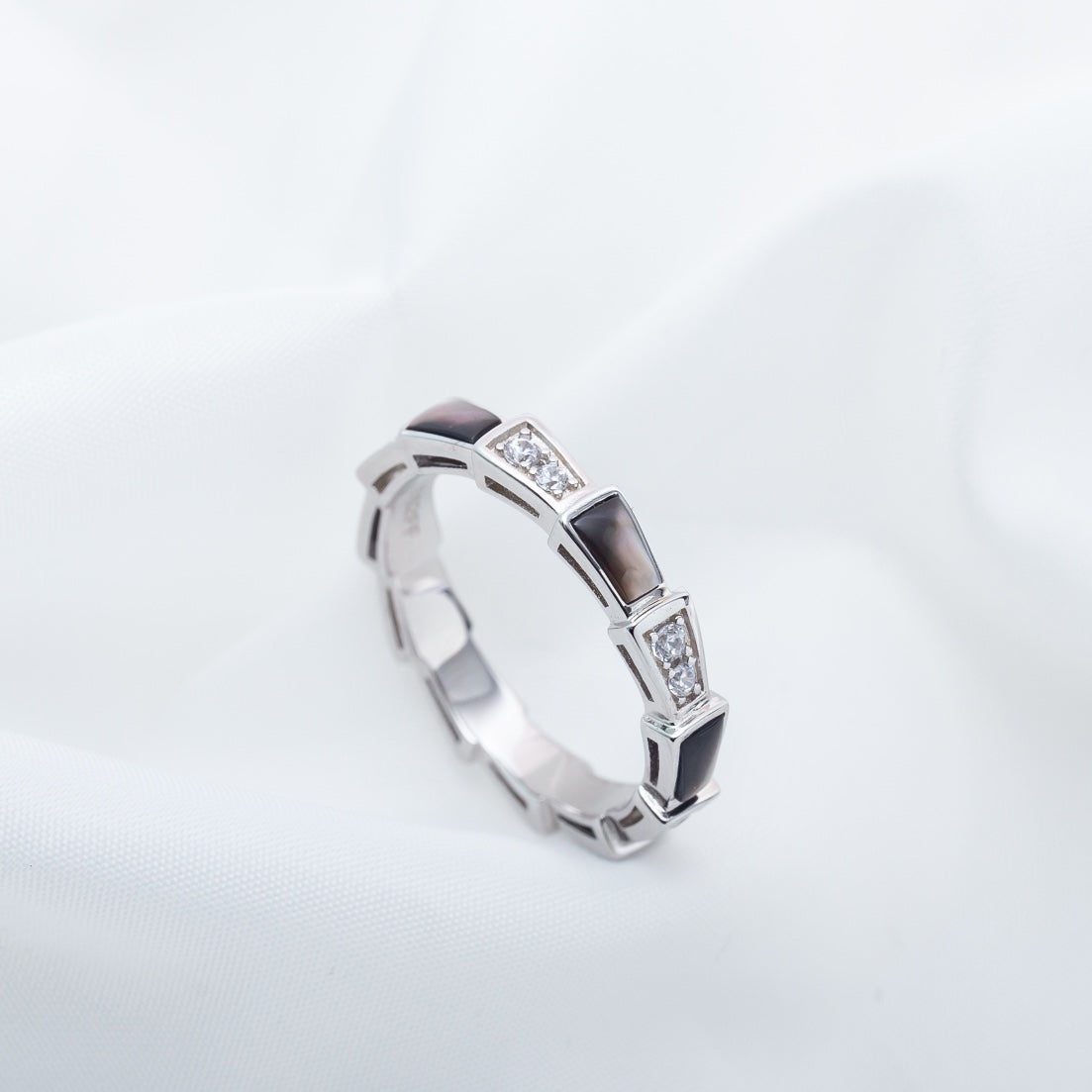 [Angela Jewellery]SERPENTI RING SILVER  DIAMOND BLACK MOP 3MM