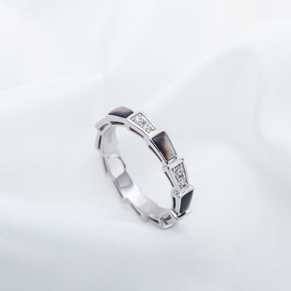 [Angela Jewellery]SERPENTI RING SILVER  DIAMOND BLACK MOP 3MM