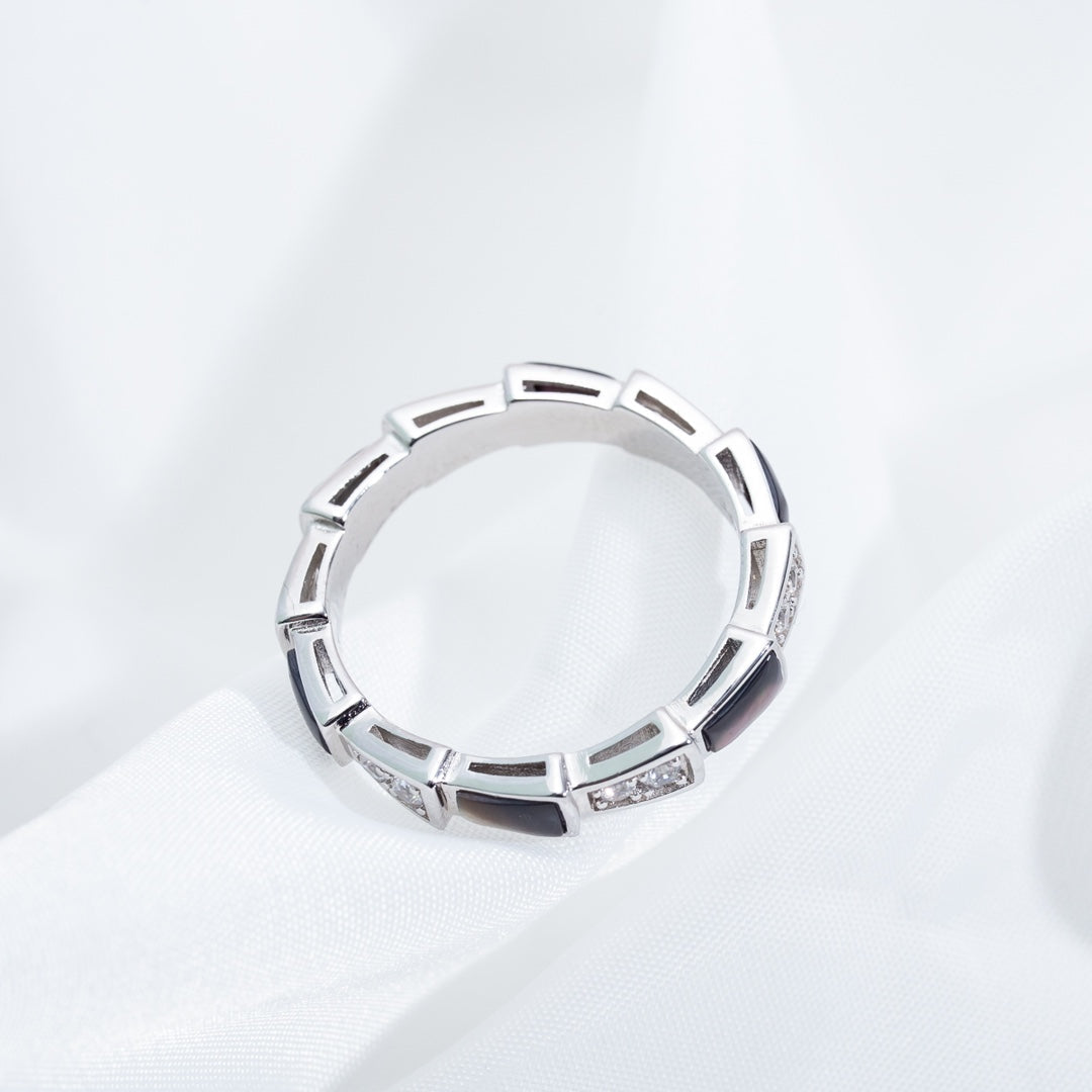 [Angela Jewellery]SERPENTI RING SILVER  DIAMOND BLACK MOP 3MM