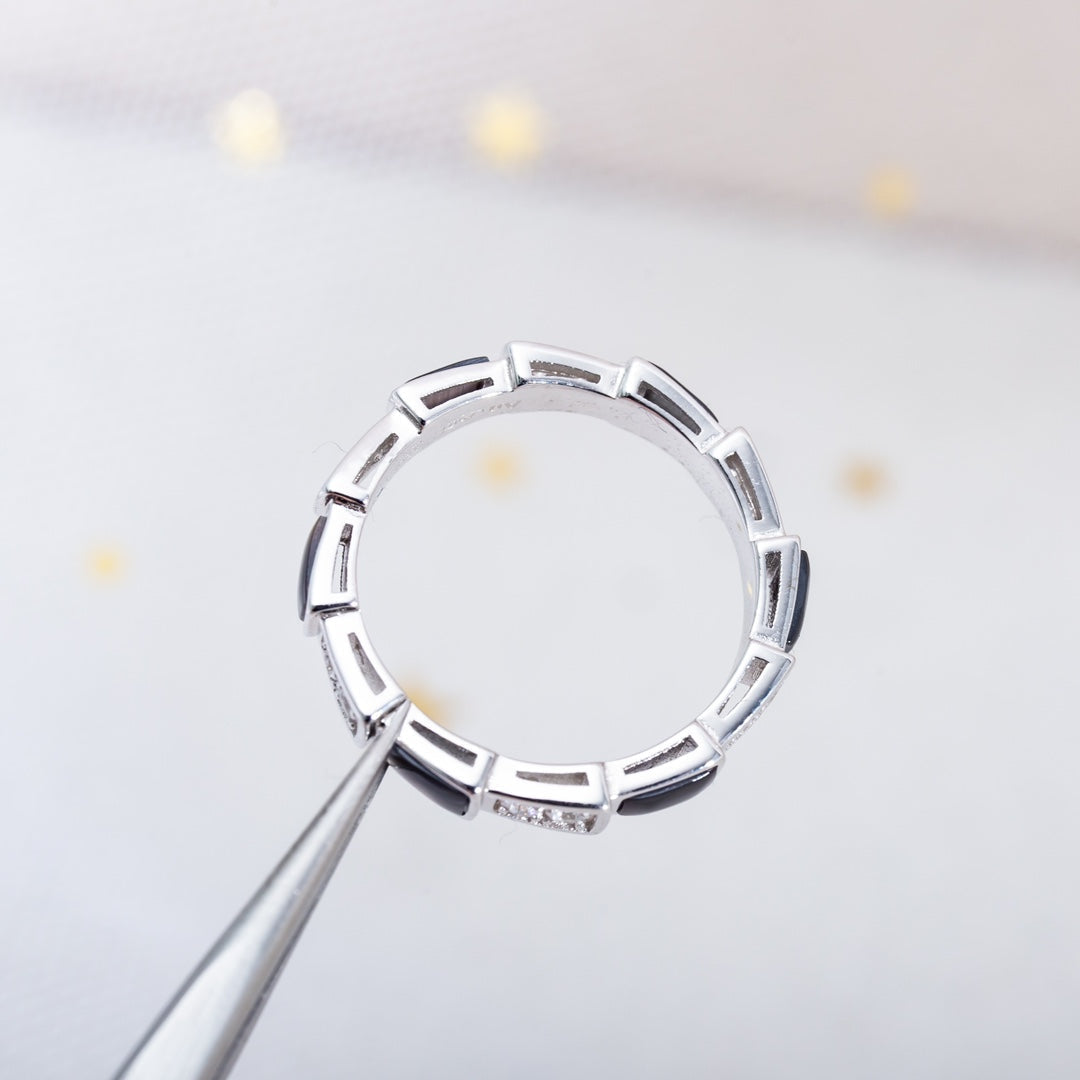 [Angela Jewellery]SERPENTI RING SILVER  DIAMOND BLACK MOP 3MM