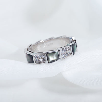 [Angela Jewellery]SERPENTI RING SILVER DIAMOND BLACK MOP 4MM
