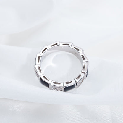[Angela Jewellery]SERPENTI RING SILVER DIAMOND BLACK MOP 4MM