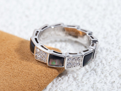 [Angela Jewellery]SERPENTI RING SILVER DIAMOND BLACK MOP 4MM