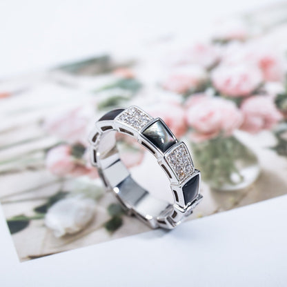 [Angela Jewellery]SERPENTI RING SILVER DIAMOND BLACK MOP 4MM