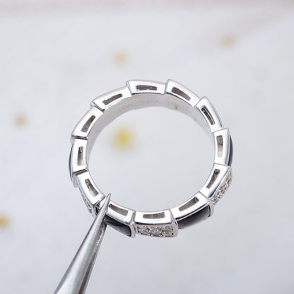 [Angela Jewellery]SERPENTI RING SILVER DIAMOND BLACK MOP 4MM
