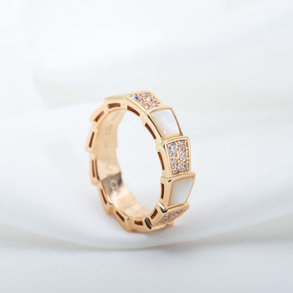 [Angela Jewellery]SERPENTI RING PINK GOLD MOP DIAMOND PAVED 4MM