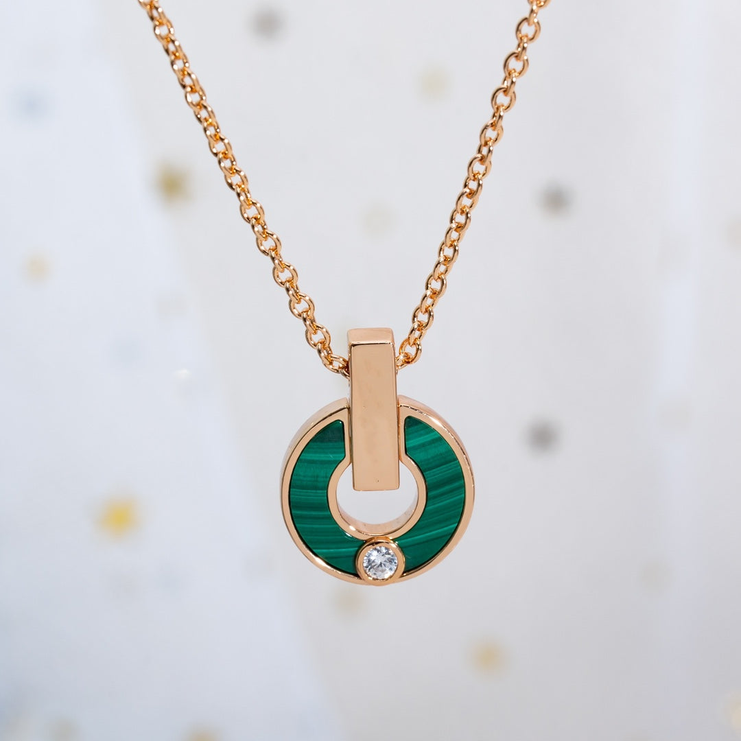 [Angela Jewellery]GARI NECKLACE PINK GOLD MALACHITE