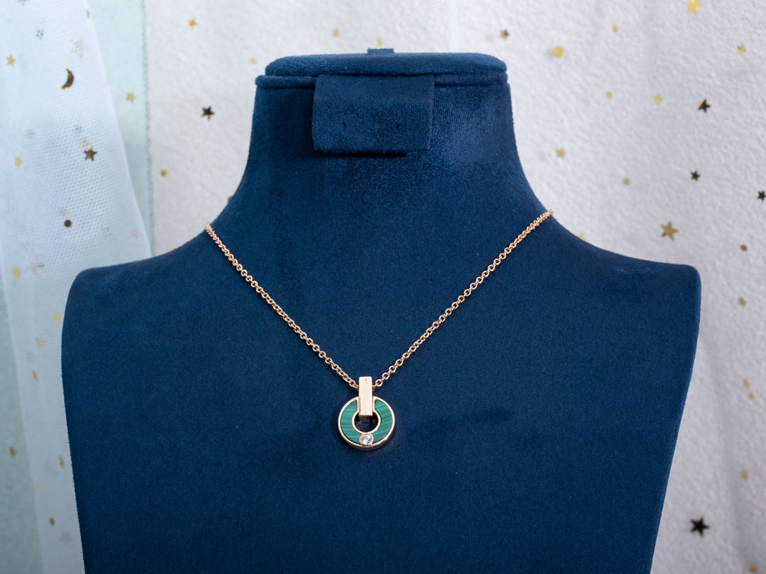 [Angela Jewellery]GARI NECKLACE PINK GOLD MALACHITE