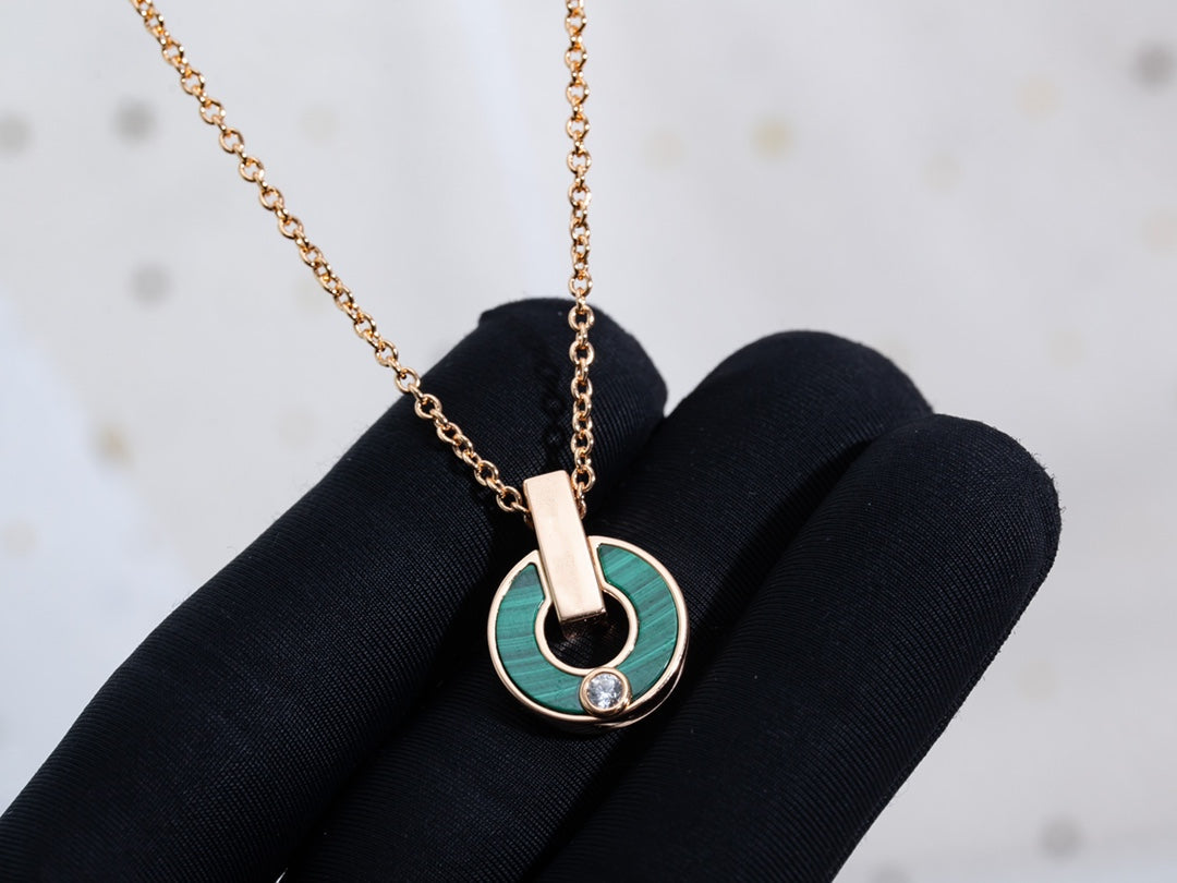 [Angela Jewellery]GARI NECKLACE PINK GOLD MALACHITE