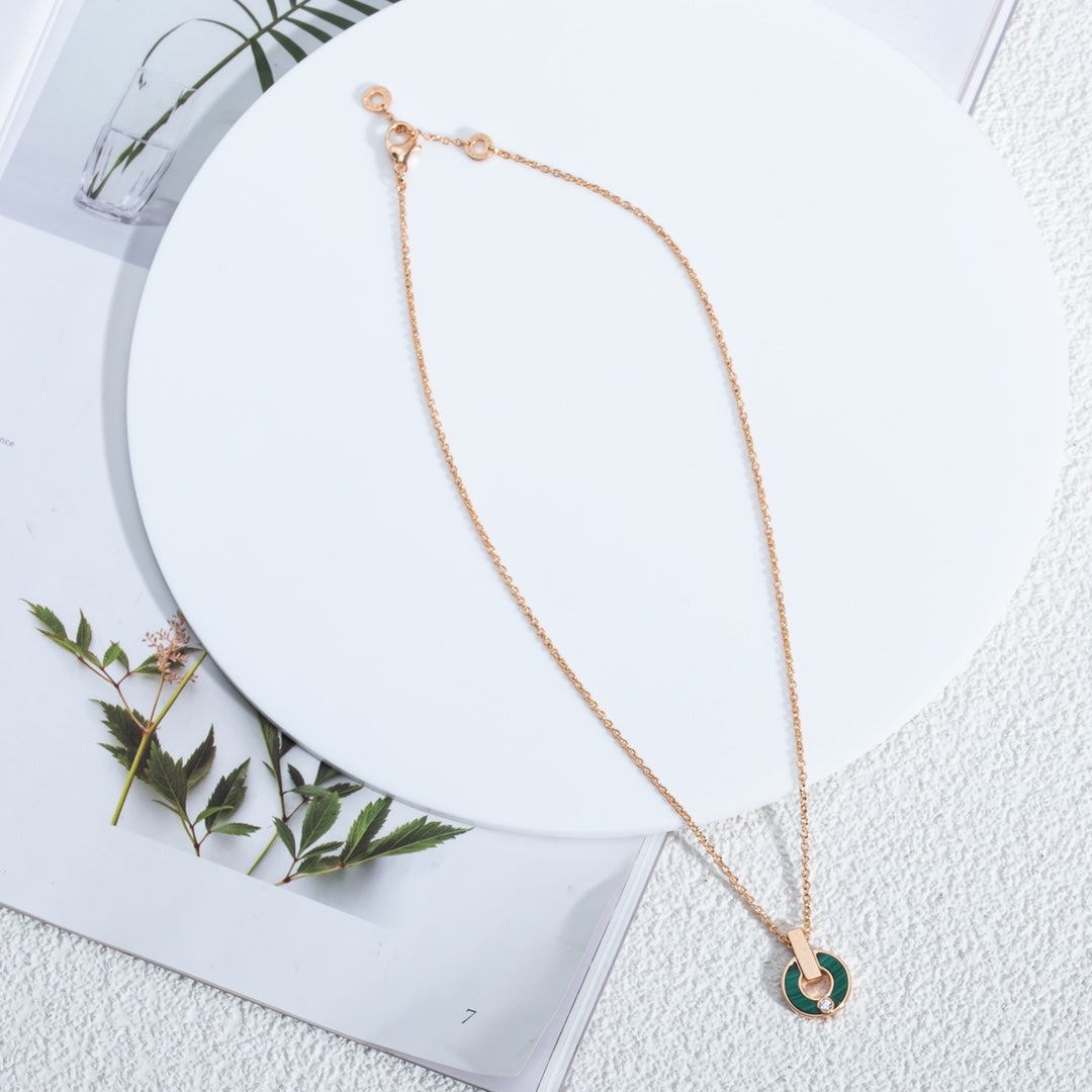 [Angela Jewellery]GARI NECKLACE PINK GOLD MALACHITE