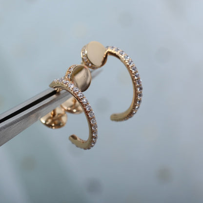 [Angela Jewellery]JUSTE EARRINGS 12.75MM PINK GOLD DIAMOND