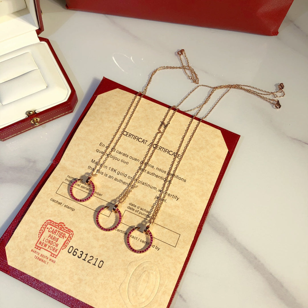 [Angela Jewellery]JUSTE NECKLACE GOLD RED DIAMONDS