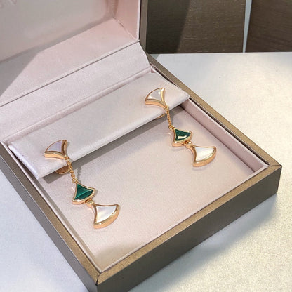 [Angela Jewellery]DREAM EARRINGS 3 MOTIFS MALACHITE MOP PINK GOLD