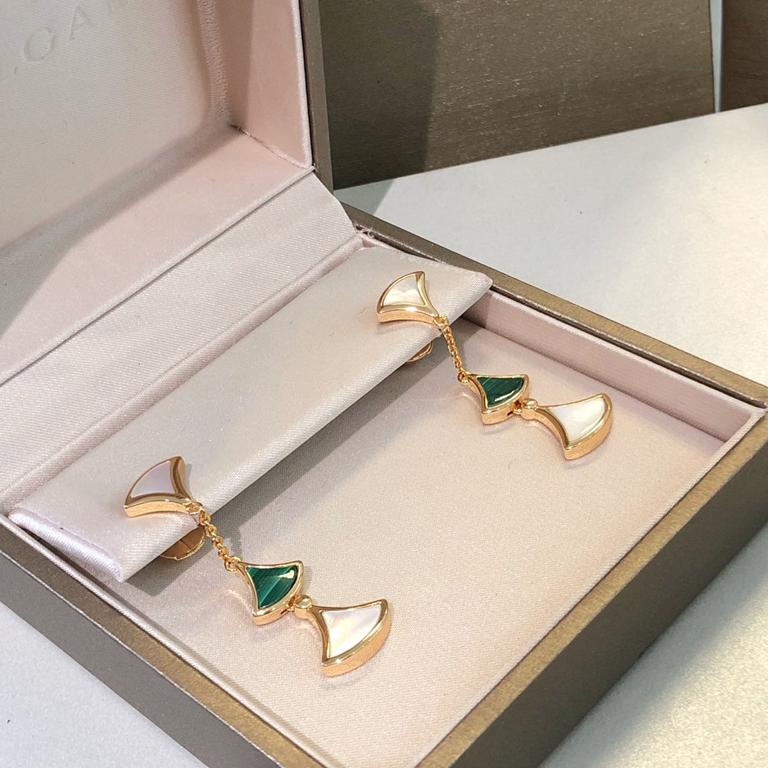 [Angela Jewellery]DREAM EARRINGS 3 MOTIFS MALACHITE MOP PINK GOLD