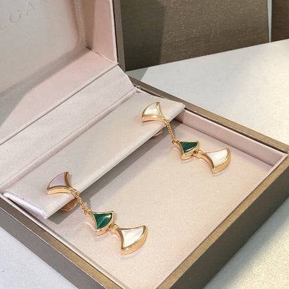 [Angela Jewellery]DREAM EARRINGS 3 MOTIFS MALACHITE MOP PINK GOLD