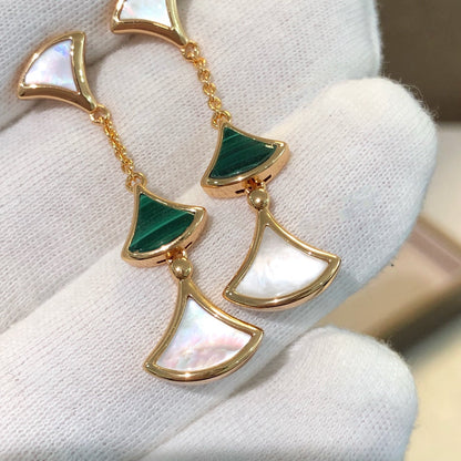 [Angela Jewellery]DREAM EARRINGS 3 MOTIFS MALACHITE MOP PINK GOLD