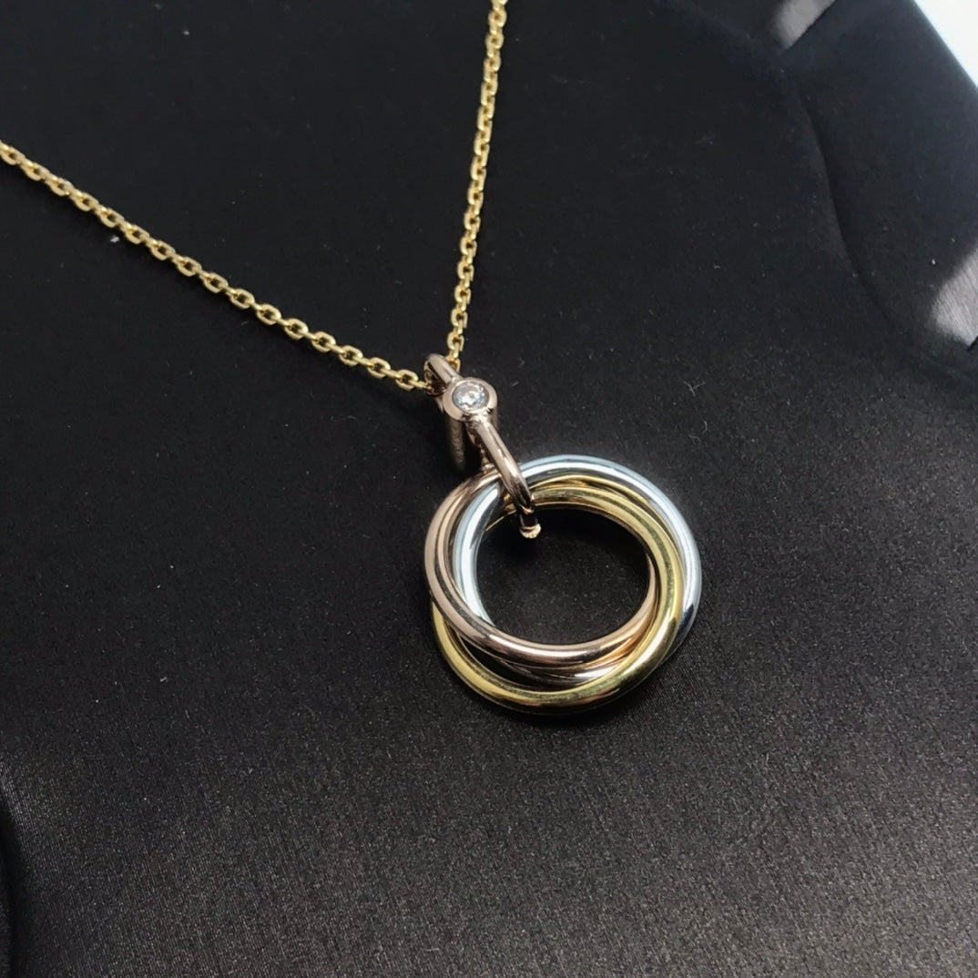 [Angela Jewellery]TRINITY SILVER GOLD PINK GOLD NECKLACE
