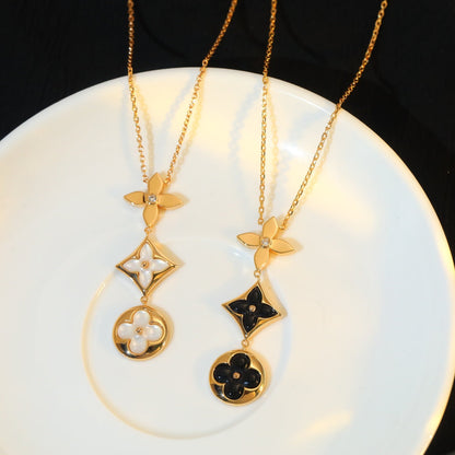 [Angela Jewellery]STAR AND SUN ONYX PINK GOLD NECKLACE