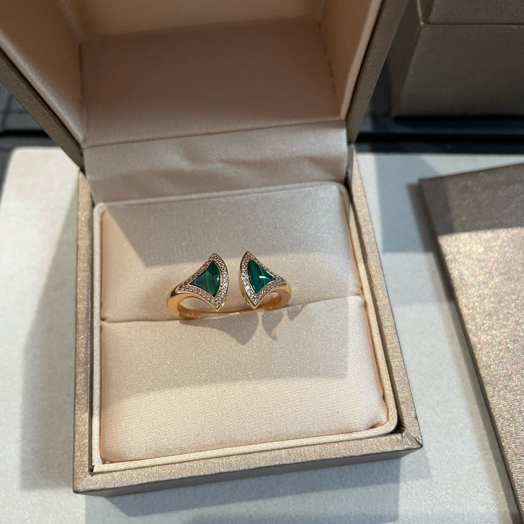 [Angela Jewellery]DREAM MALACHITE DIAMOND OPEN RING
