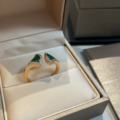 [Angela Jewellery]DREAM MALACHITE DIAMOND OPEN RING