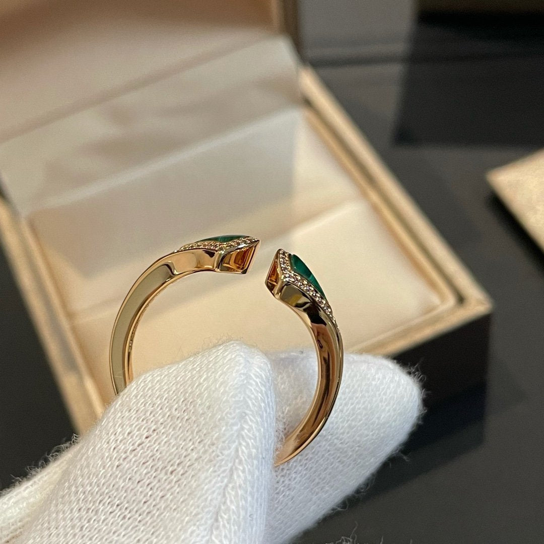 [Angela Jewellery]DREAM MALACHITE DIAMOND OPEN RING