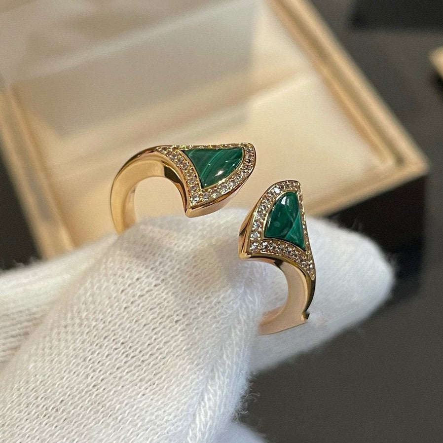 [Angela Jewellery]DREAM MALACHITE DIAMOND OPEN RING