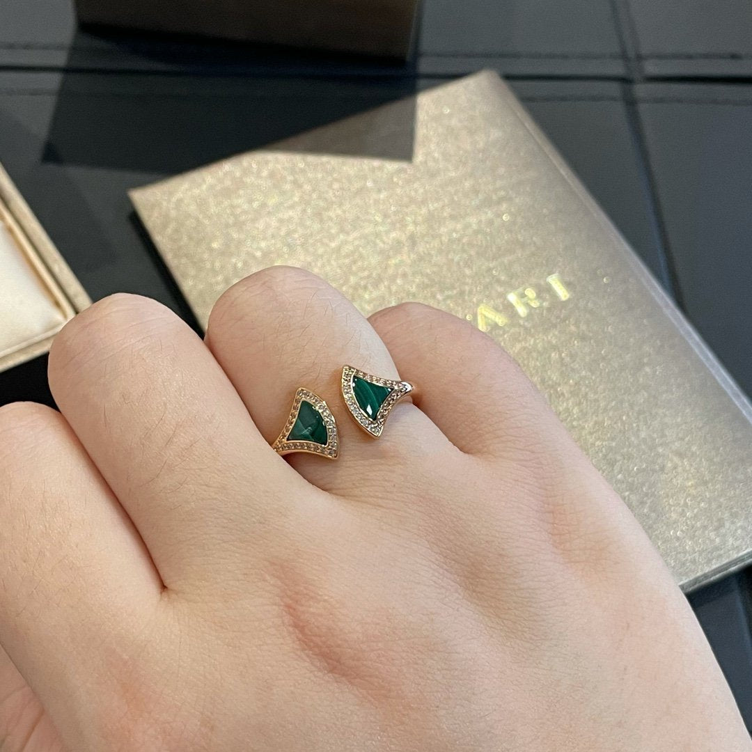 [Angela Jewellery]DREAM MALACHITE DIAMOND OPEN RING