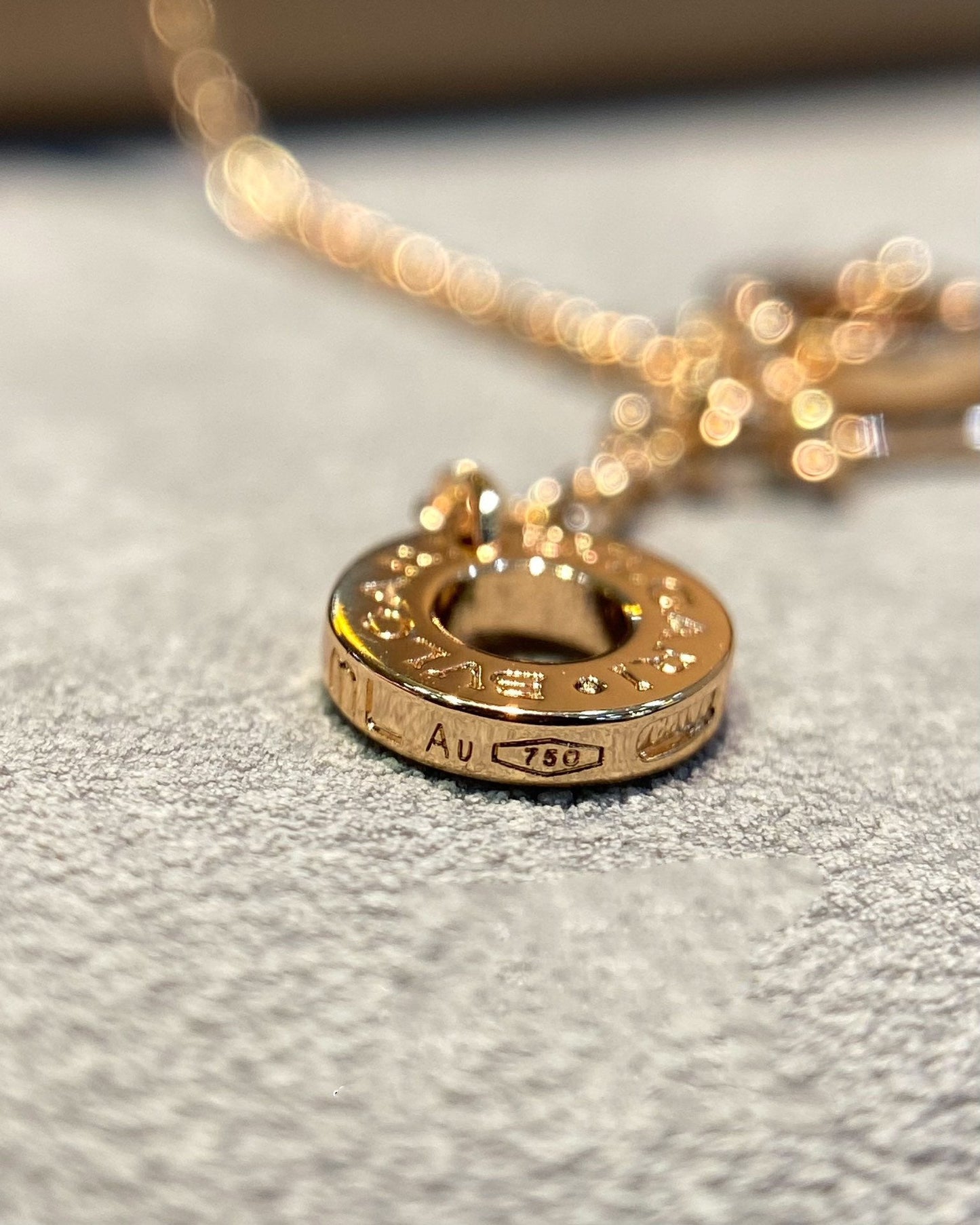 [Angela Jewellery]DREAM MOP DIAMOND PAVED PINK GOLD NECKLACE