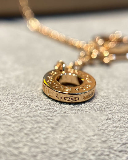 [Angela Jewellery]DREAM MOP DIAMOND PAVED PINK GOLD NECKLACE