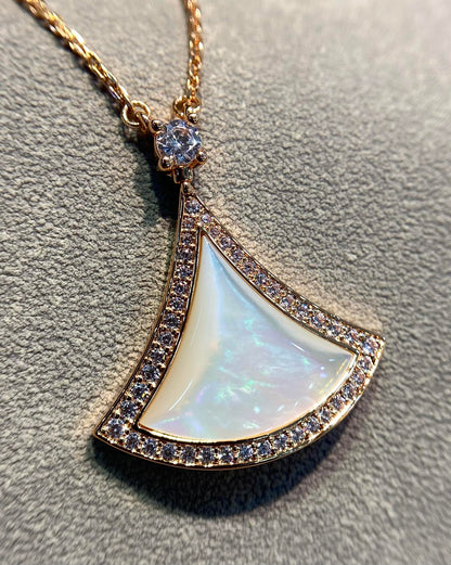 [Angela Jewellery]DREAM MOP DIAMOND PAVED PINK GOLD NECKLACE