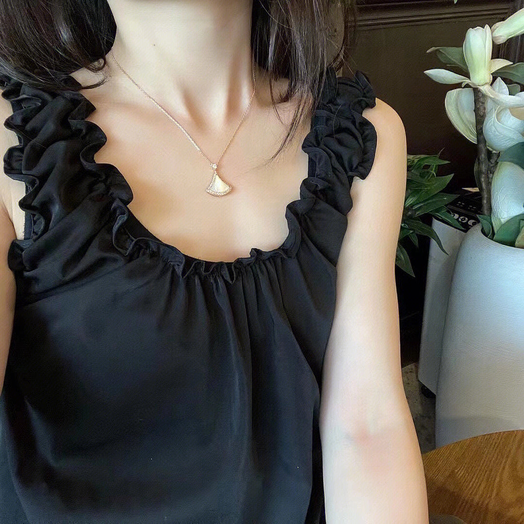 [Angela Jewellery]DREAM MOP DIAMOND PAVED PINK GOLD NECKLACE