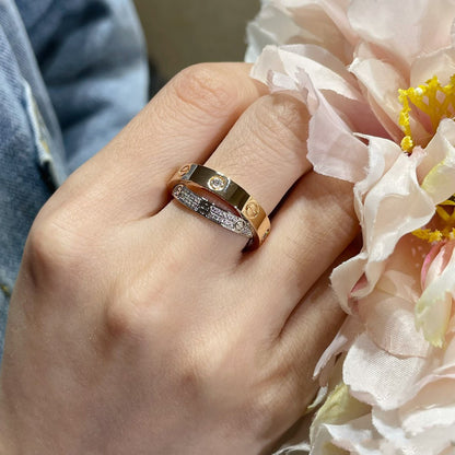 [Angela Jewellery]LOVE PINK GOLD SILVER DIAMOND DOUBLE RING