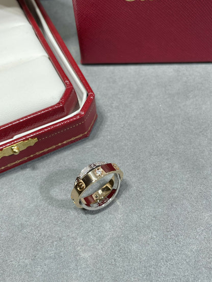 [Angela Jewellery]LOVE PINK GOLD SILVER DIAMOND DOUBLE RING