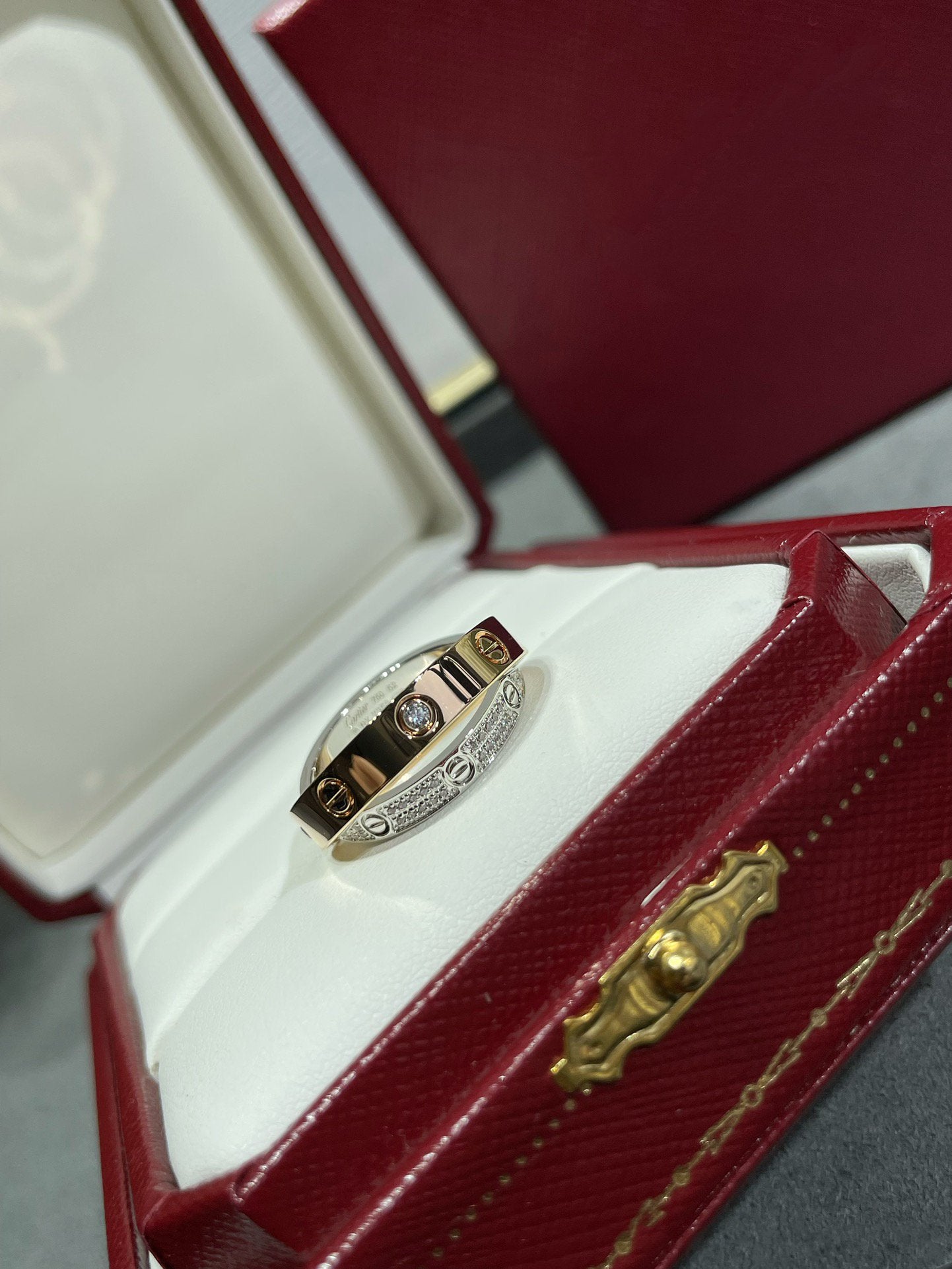 [Angela Jewellery]LOVE PINK GOLD SILVER DIAMOND DOUBLE RING