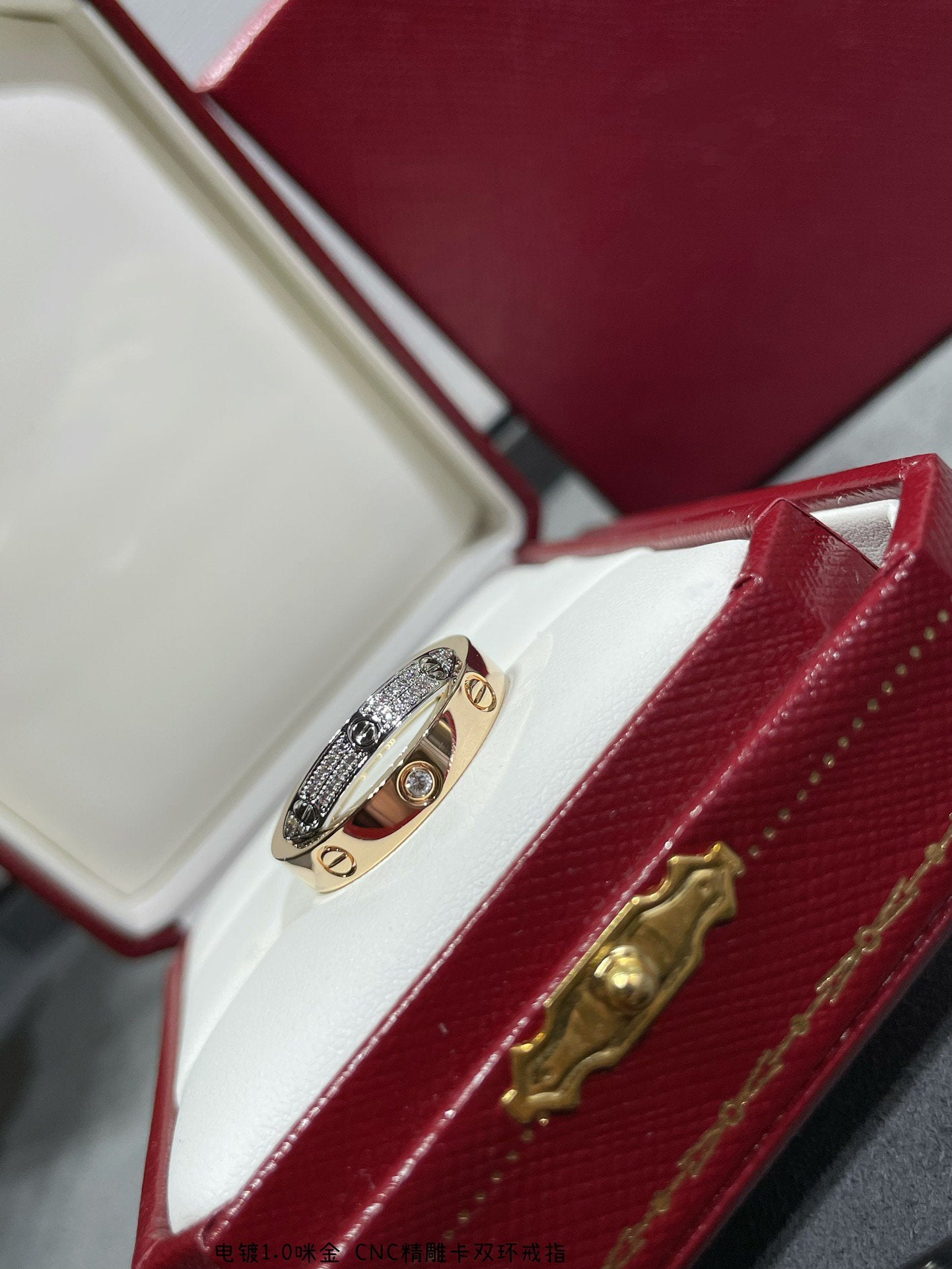 [Angela Jewellery]LOVE PINK GOLD SILVER DIAMOND DOUBLE RING