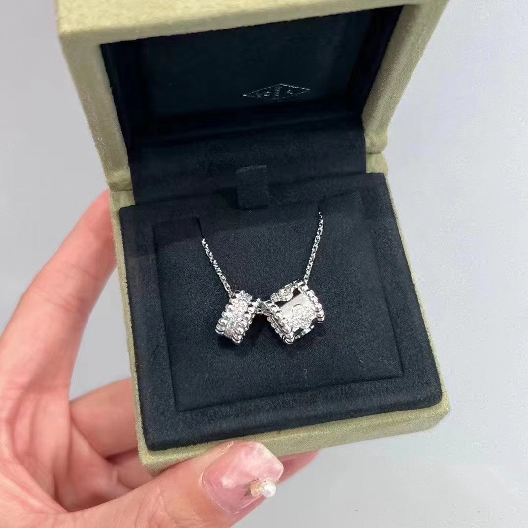 [Angela Jewellery]PERLEE DOUBLE PENDANT SILVER DIAMOND NECKLACE