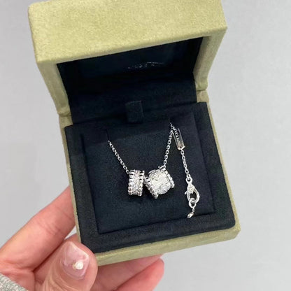 [Angela Jewellery]PERLEE DOUBLE PENDANT SILVER DIAMOND NECKLACE