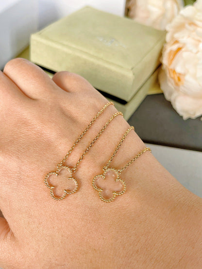 [Angela Jewellery]CLOVER ROCK CRYSTAL ROSE GOLD NECKLACE