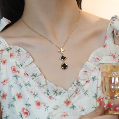 [Angela Jewellery]STAR AND SUN ONYX PINK GOLD NECKLACE