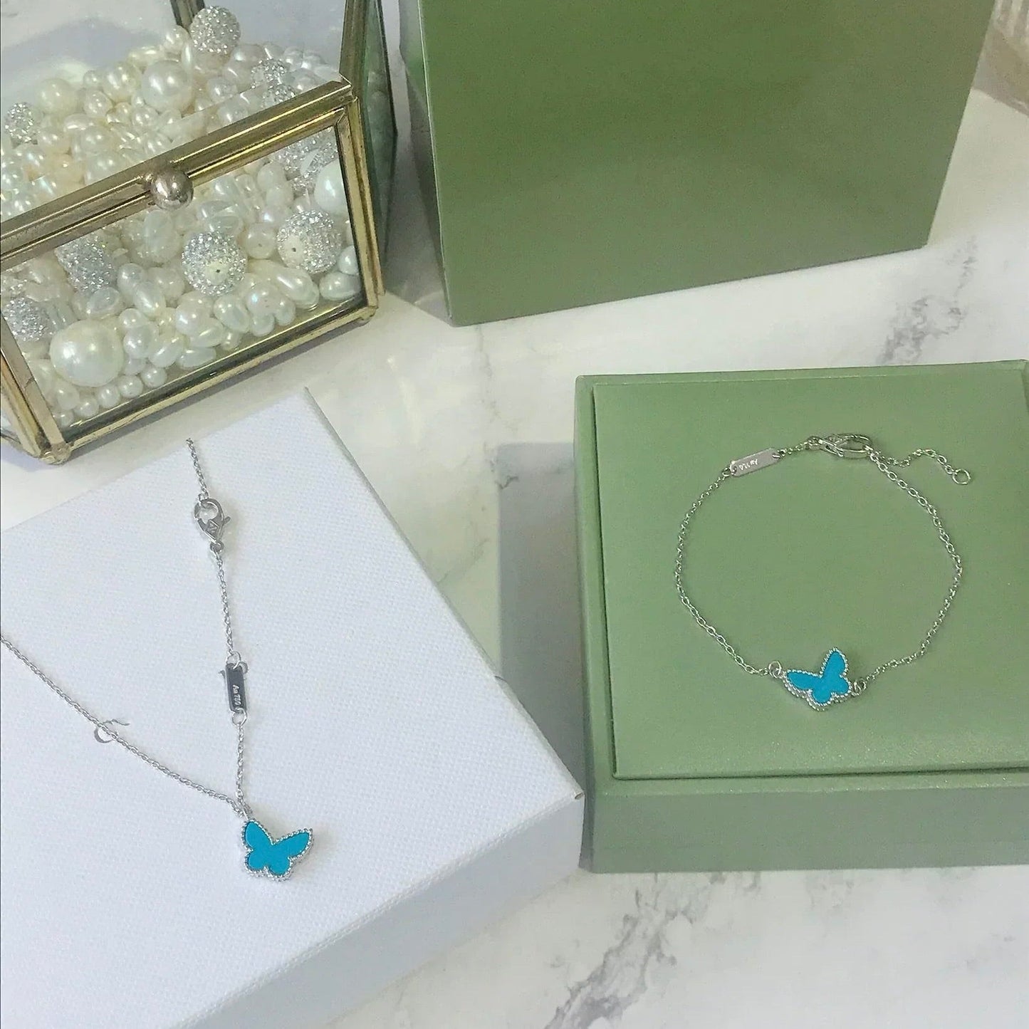 [Angela Jewellery]BUTTERFLY TURQUOISE BUTTERFLY BRACELET SILVER