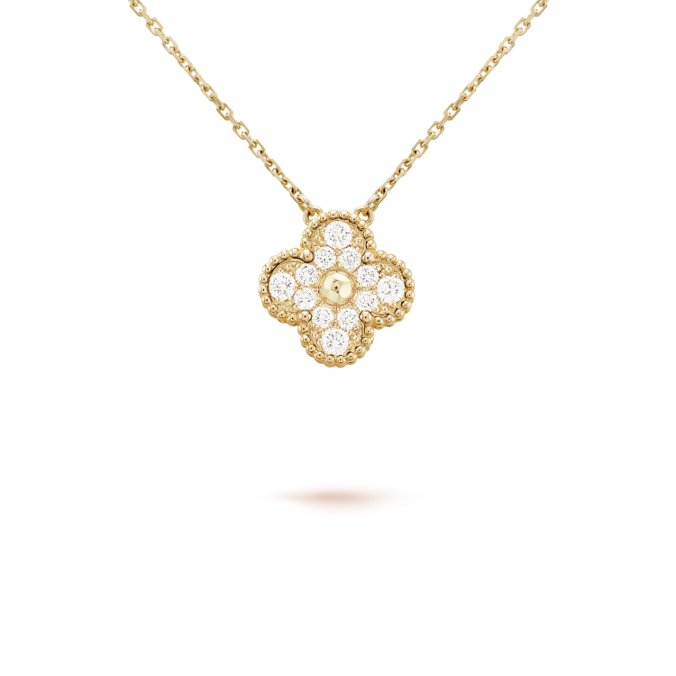 [Angela Jewellery]CLOVER 15MM DIAMOND SINGLE FLOWER NECKLACE