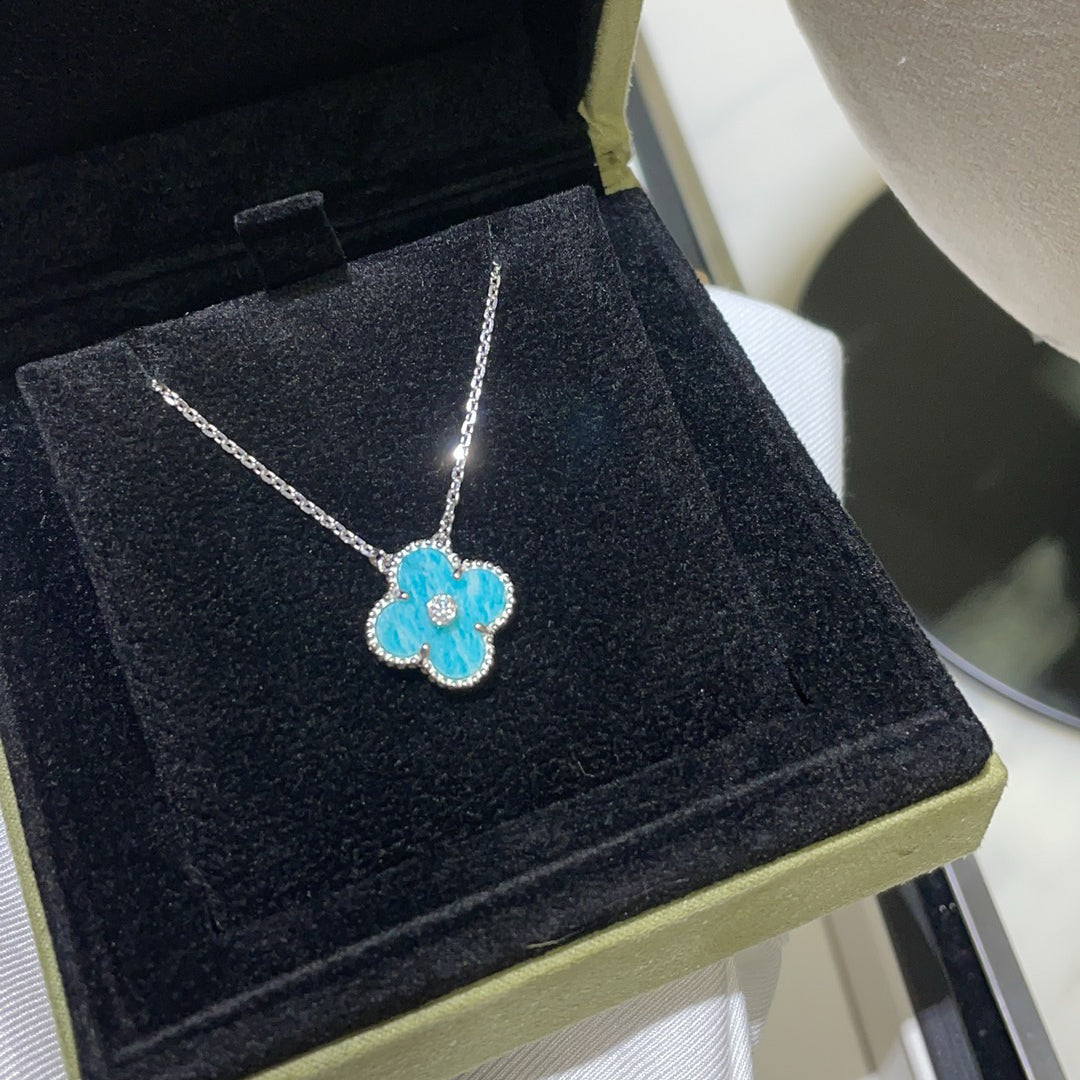 [Angela Jewellery]CLOVER 15MM DIAMOND SVRES PORCELAIN  NECKLACE SILVER