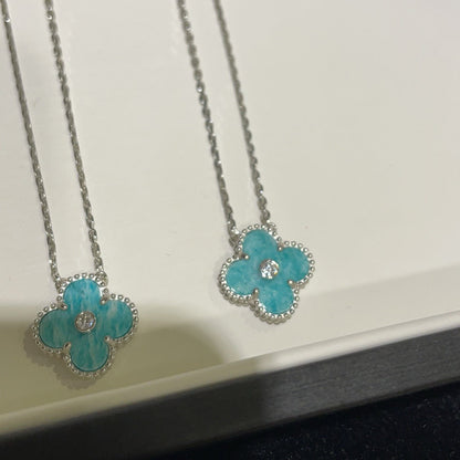 [Angela Jewellery]CLOVER 15MM DIAMOND SVRES PORCELAIN  NECKLACE SILVER